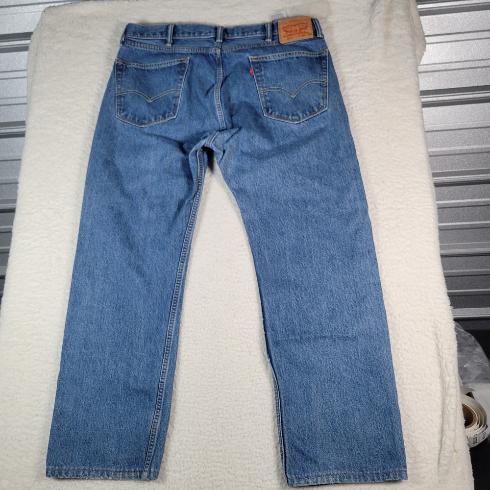 Levi's 505 Regular Fit Jeans Mens 38x30 Blue Medium Wash Straight Leg Denim - Picture 12 of 16